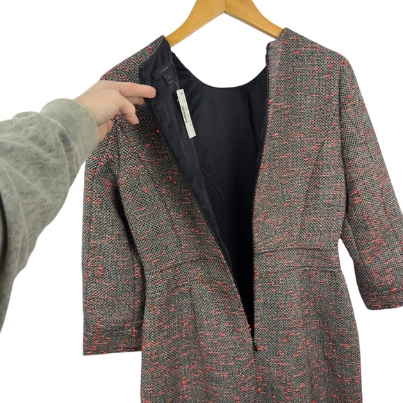 NWT J. Crew Tweed 3/4 Sleeve Sheath Dress Gray Coral Size 4 Style E4375 Career - Picture 9 of 16